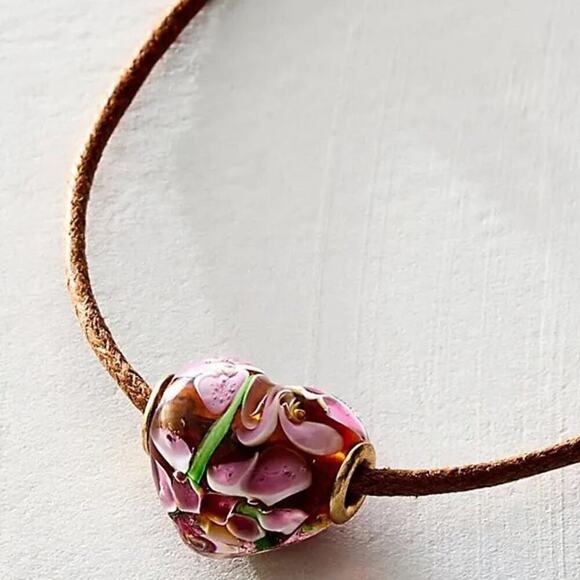 Free People Sinatra Choker in Tan Taupe Bohemian Glass Pendant Necklace NWT NEW - Picture 2 of 9